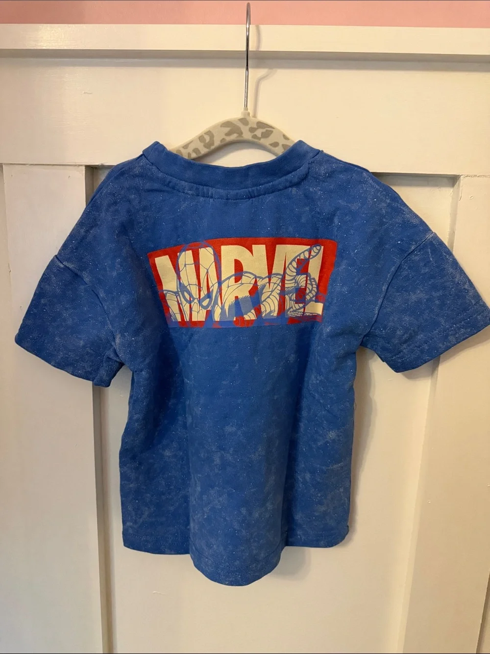 Marvel Blue Spider-Man Graphic Tee with Bold Yellow Logo